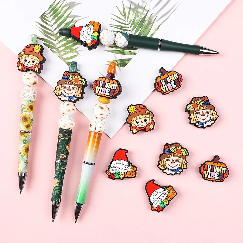 20pcs New Silicone Beads Autumn Focal Beads Baby Toys DIY String Pen Bead Nipple Chain Jewelry Handwork Accessories Wholesale