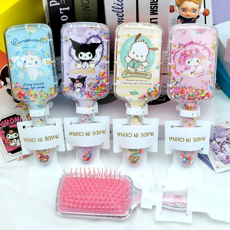 

Sanrio Kuromi Air Cushion Comb Cute Cartoon Cinnamoroll Girl&Child Hairdressing Curly Hair Star Quicksand Comb Holiday Gifts