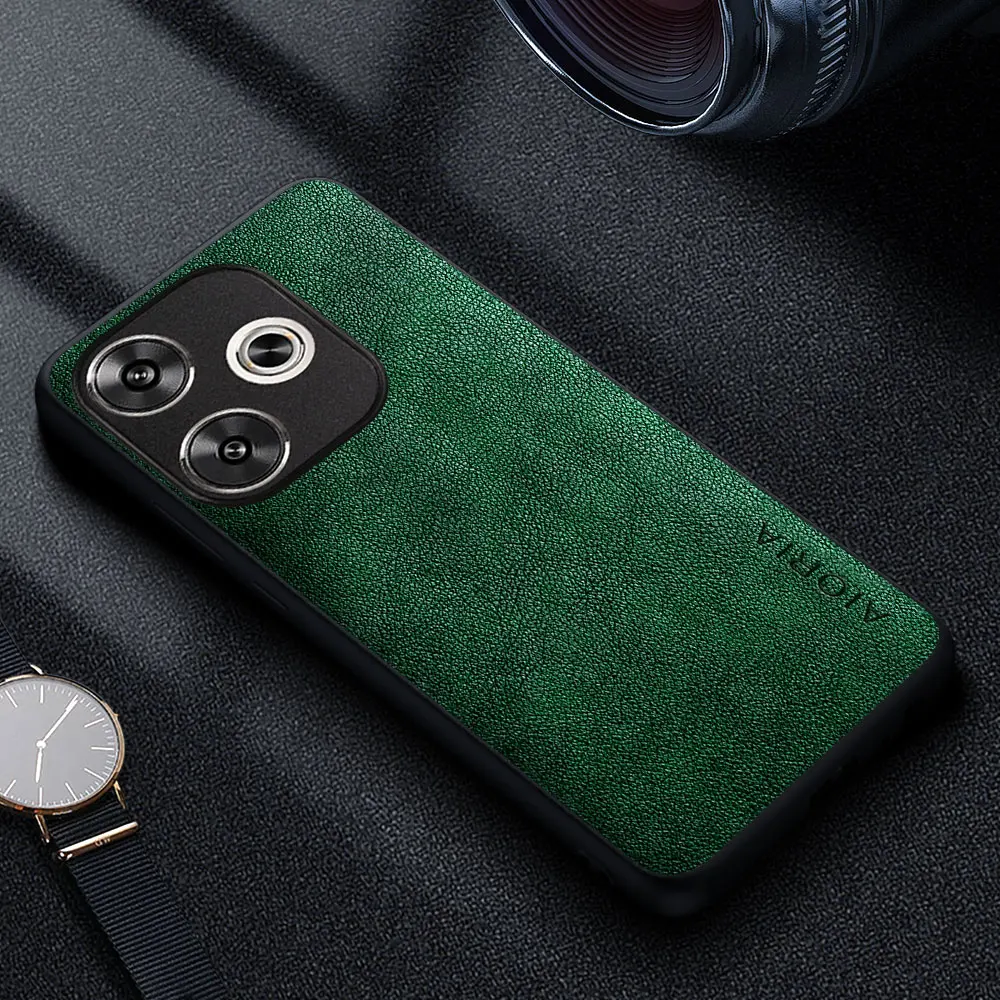 Premium Luxury leather Phone Case for Xiaomi Poco F6 Pro Funda Business Style Solid color Phone cover for poco f6 4