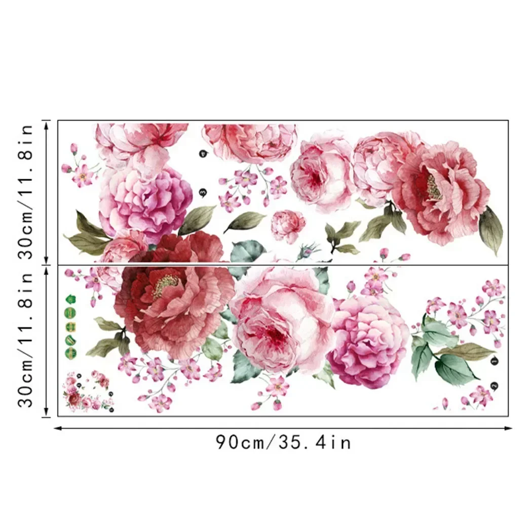 1 Set Peony Rose Flower Wall Sticker Living Room Home Decoration wall stickers wall sticker