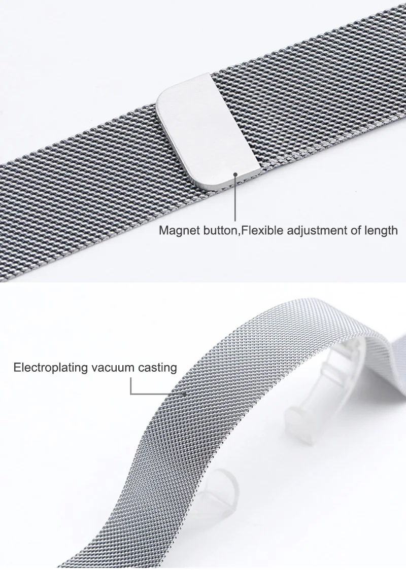 Magnetic Loop Metal Bracelet Wristband, 20-22MM
