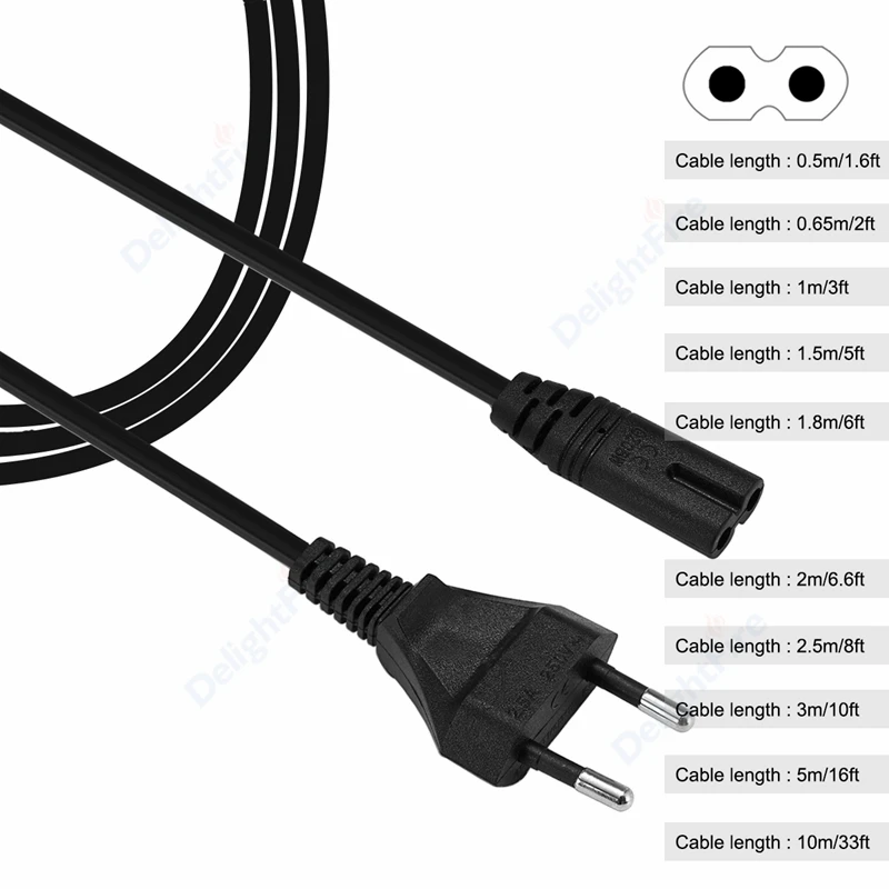 0.5M/1M/1.5M/3M/5M/10M Cavo Di Prolunga Di Alimentazione Eu Notebook Cavo Ca Iec C7 Cavo Di Alimentazione Per Altoparlante Radio Tcl Apple Lg Tv Sony 