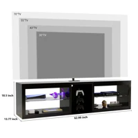 63" LED TV Stand for TVs Up To 70 Inch, Modern Entertainment Centre with Power Outlet TV Shelf with Storage Cabinet 6