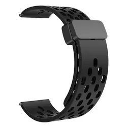 Breathable Magnetic Silicone Strap for Smartwatches - Adjustable Sports Band Bracelet (Black black)