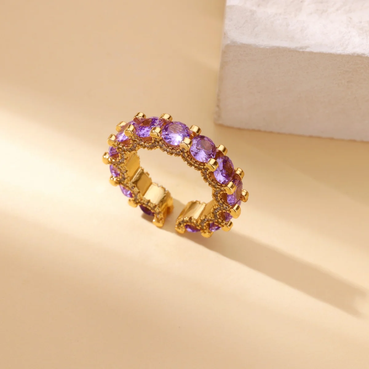 Cubic Zirconic Open Rings Gold Color Wedding Ring
