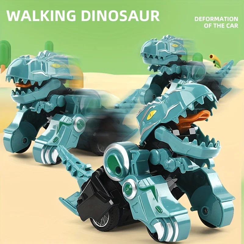Friction-Powered Transforming Dinosaur Car Toy for Kids