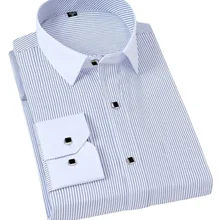 White Pinstripe Formal Shirt Men's Long Sleeve Thin Non-Ironing Business Clothing Mens Dress Shirts Spring/Autumn Male Camisas