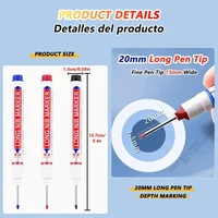 iLMH 1-40PCS Marqueurs à pointe longue pour trous profonds, pour perforer le métal, stylo imperméable, pour salle de bain, travail du bois, décoration, multi-usages 3