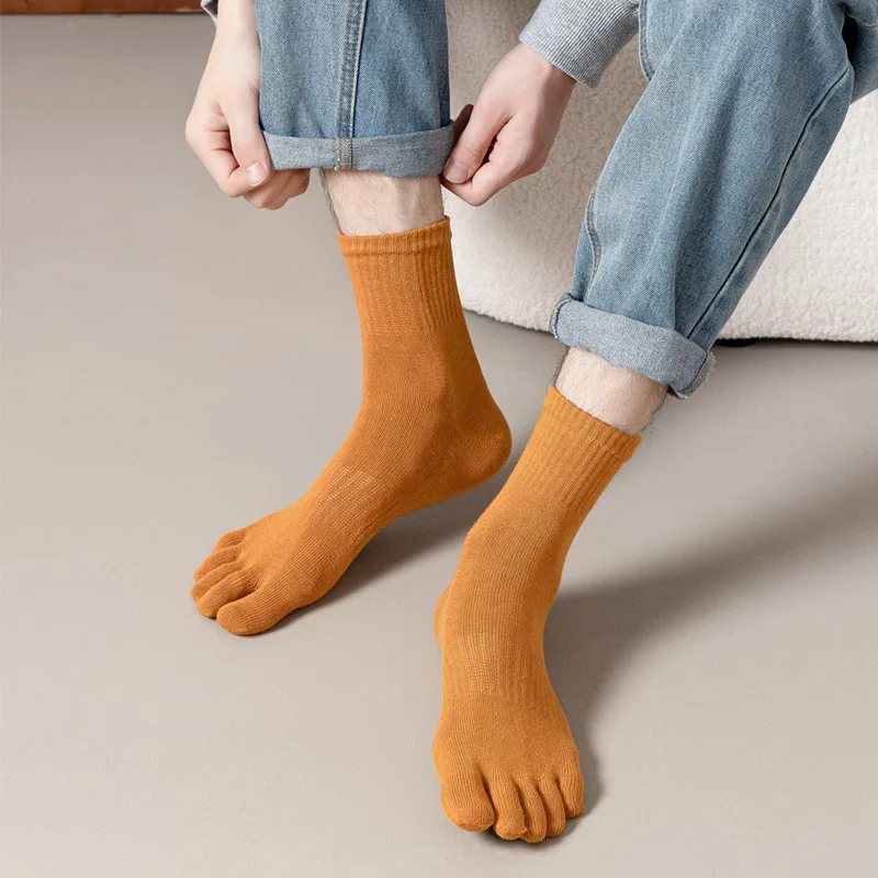 5 Pairs Socks Men Women Five Finger Sock Japanese Style Solid Black White Anti-Friction Compression Sport Bike Running Toe Socks