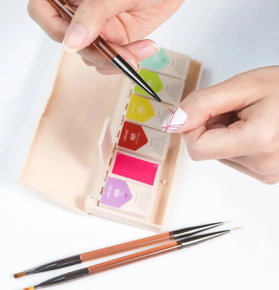 3-teiliges Maniküre-Pinsel-Set, Dual-Use Gel-Gradient-Pinsel, ultradünner Linienzeichnungsstift, Dual-End Nail Art Design Malwerkzeuge – Detail 10