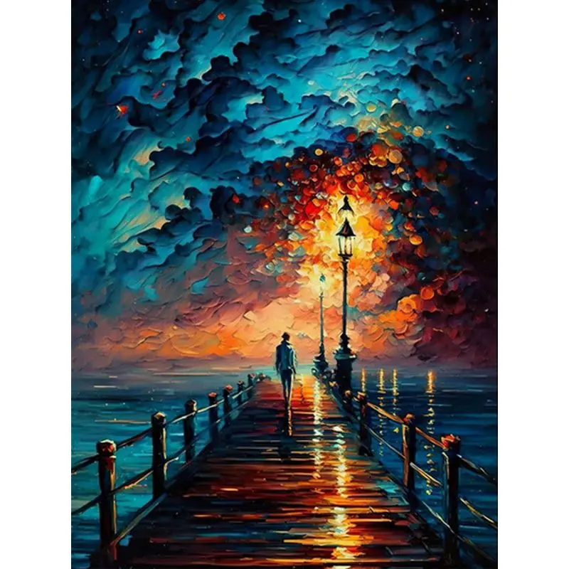 

GATYZTORY Paint By Numbers For Adults Children Dark Scenery DIY Crafts HandPainted Oil Painting Landscape Picture Home Wall Deco