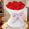 Romantic Valentine's Day Gift Red Rose Bouquet Small Particles Building Block Puzzle Boy Girl Series 3