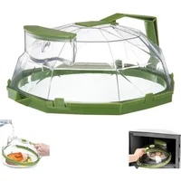 Couvercle anti-éclaboussures transparent pour micro-ondes avec poignée et trous de ventilation réglables, résistant à la chaleur, pour aliments 6