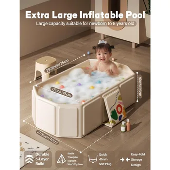 portable bathtub - collapsible bath tub non-slip base cat dog wash shower basin foldable bathtub for small spaces white 2