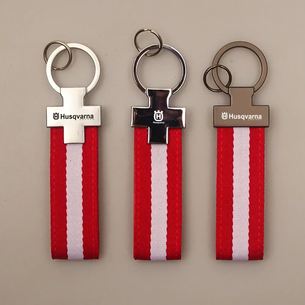Motorcycle Austria flag keyring Metal leather webbing Cross Scooter keychain For Husqvarna Vitpilen 710 FE 250 449 WR300 TE300