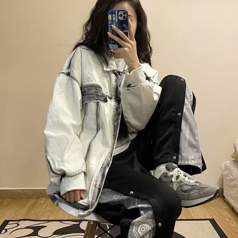 

Deeptown-Vintage Harajuku Denim Jacket for Women Korean Streetwear Oversized Retro Jean Jackets Japan Fashion Outdoor Coats