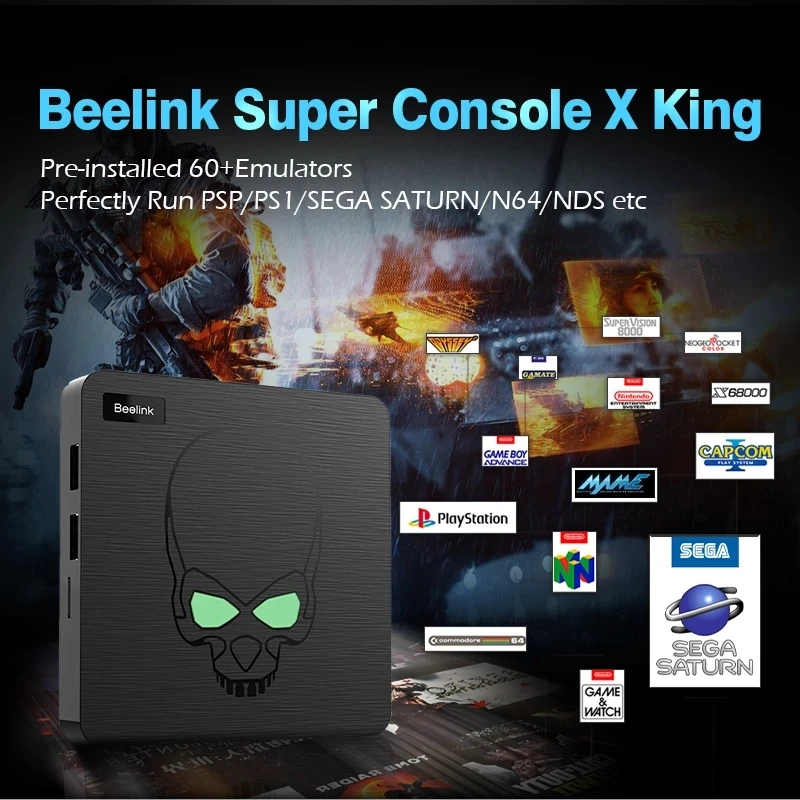 Nový beelink super konzole X král retro video hra konzolami s 64000+ hry WIFI 6 pro PSP/PS1/N64 tv/game skříňka s regulátor
