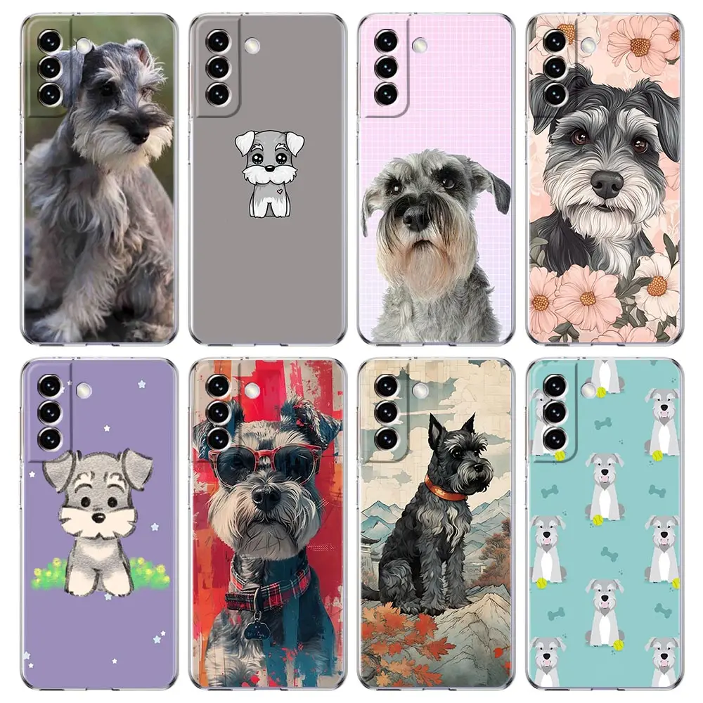 Clear Soft Cover Phone Case with Cartoon Schnauzer Dog Design