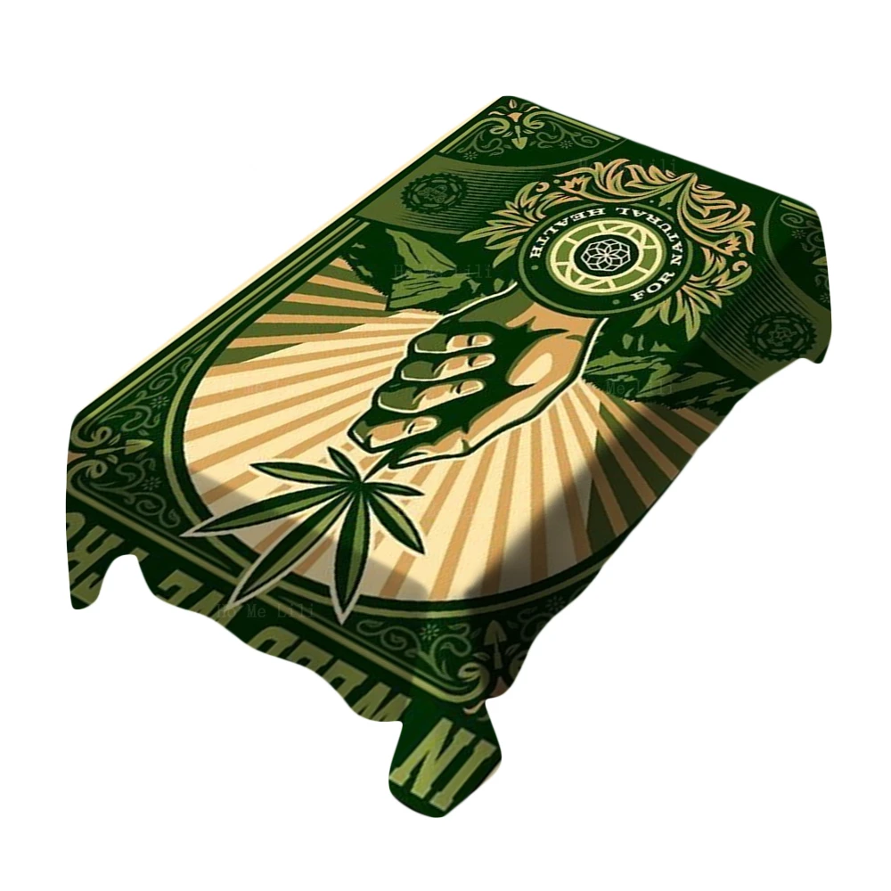 

Weed Leaf Hand Psychedelic Eye Surfing Weedman We Trust Poster Rectangle Tablecloth By Ho Me Lili For Tabletop Decor