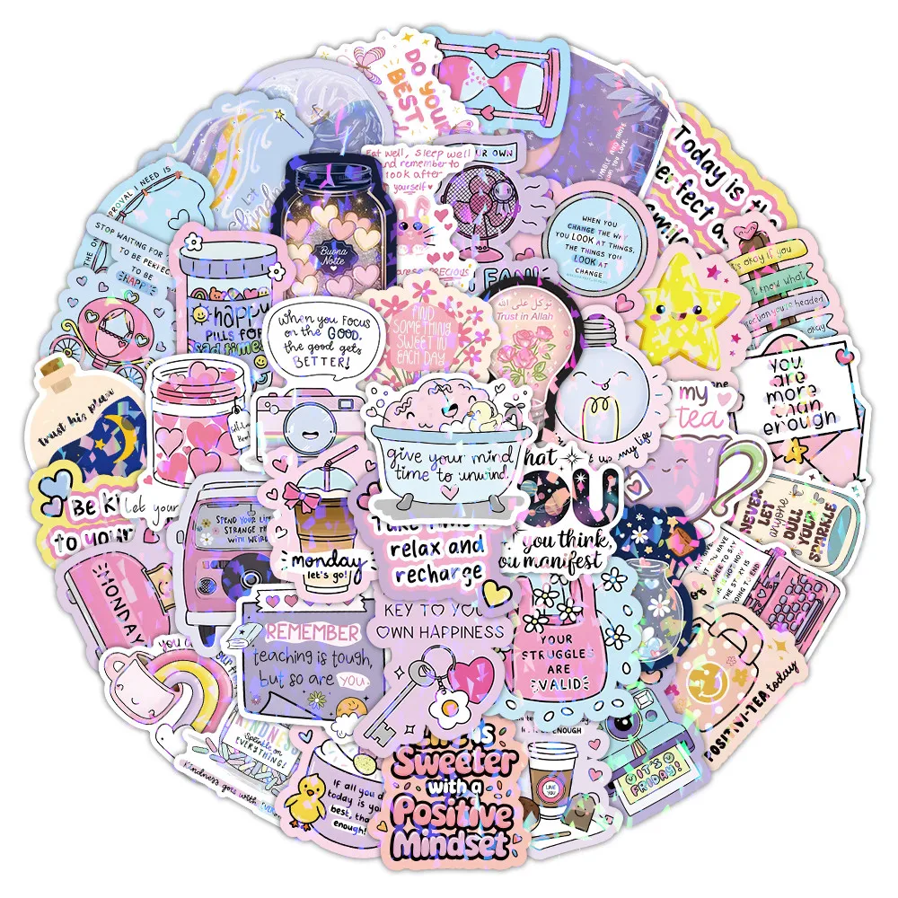 52 Pcs Cute Word Quote Aesthetic A Stickers - Decorative Decals for DIY Crafts & Decor - 2
