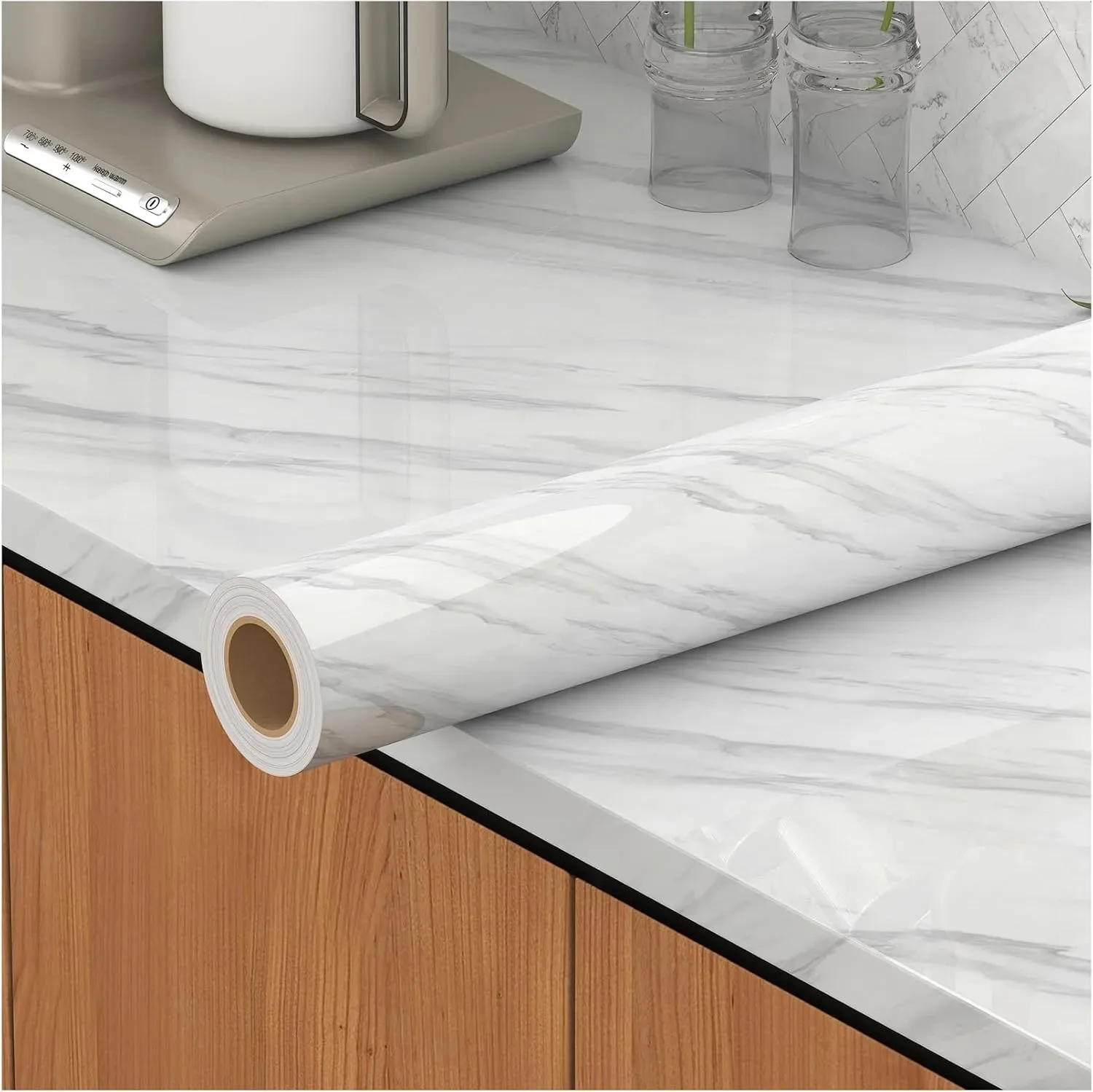40 cm Marmor-Wandaufkleber, selbstklebend, PVC, wasser- und ölbeständige Tapete für Wohnzimmer, Küche und Schrankdekoration