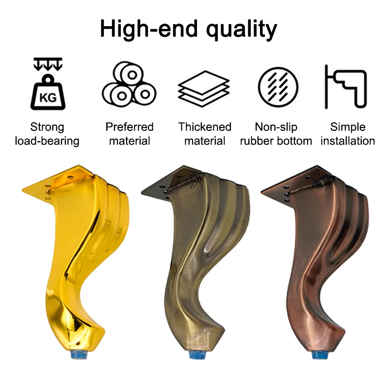 Description Picture 3 of itemAntique European Style Metal Sofa Feet Pack 4 Furniture Legs Vintage Table Cabinet Support Legs 14.5cm High Furniture Hardware