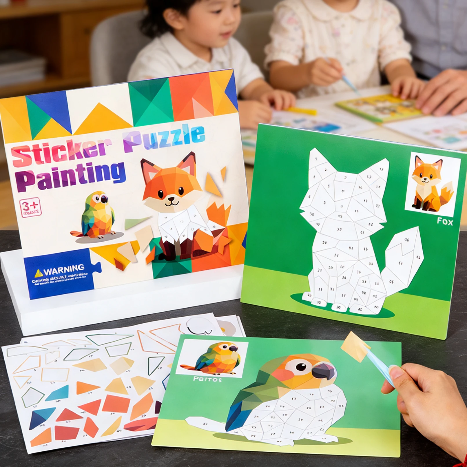 3D Sticker Puzzle Painting Kit Kids Animal Traffic Themes with 8 Patterns for Easy Peel-Stick Boost Fine Motor Skills Creativity
