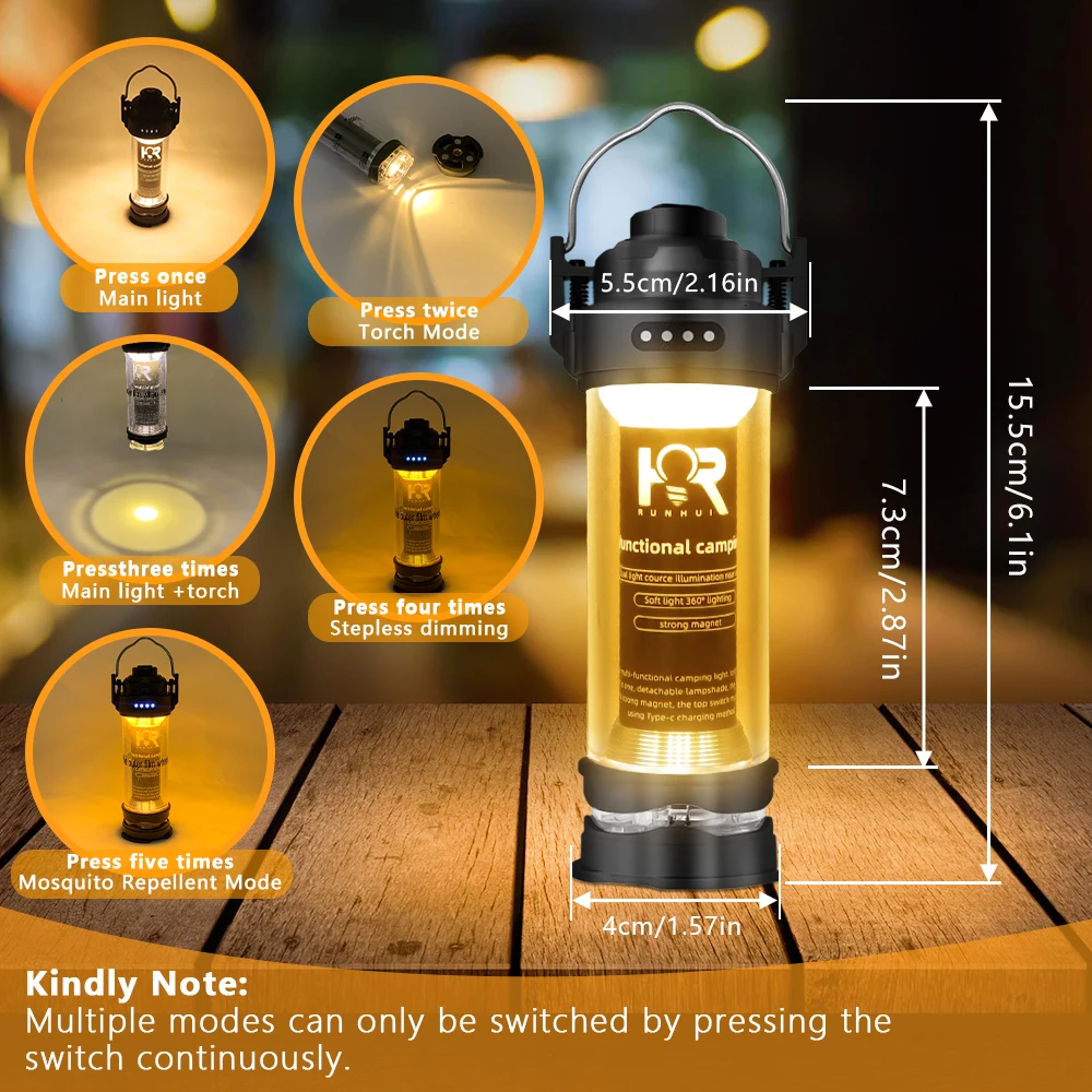 Camping Lamp – USB Rechargeable Portable Tent Lantern & Flashlight 2