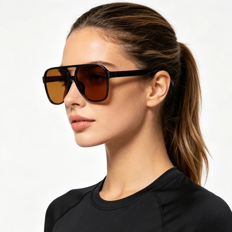 Unisex Vintage Oversized Aviator Sunglasses - Luxury Fashion Black Shades with UV400 Protection