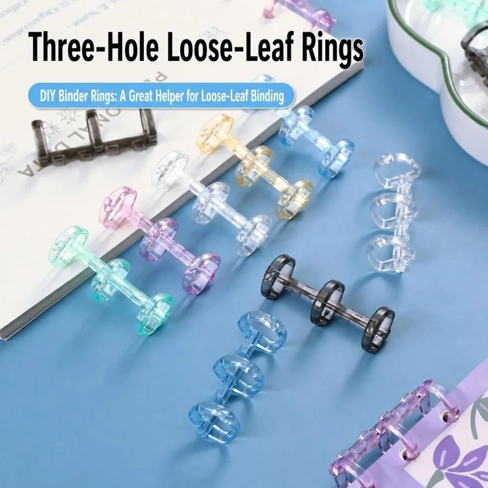 Plastic 3 Holes Binder Rings Transparent 3-holes Book Binding Rings Detachable Transparent Binder Rings Office Document Binding