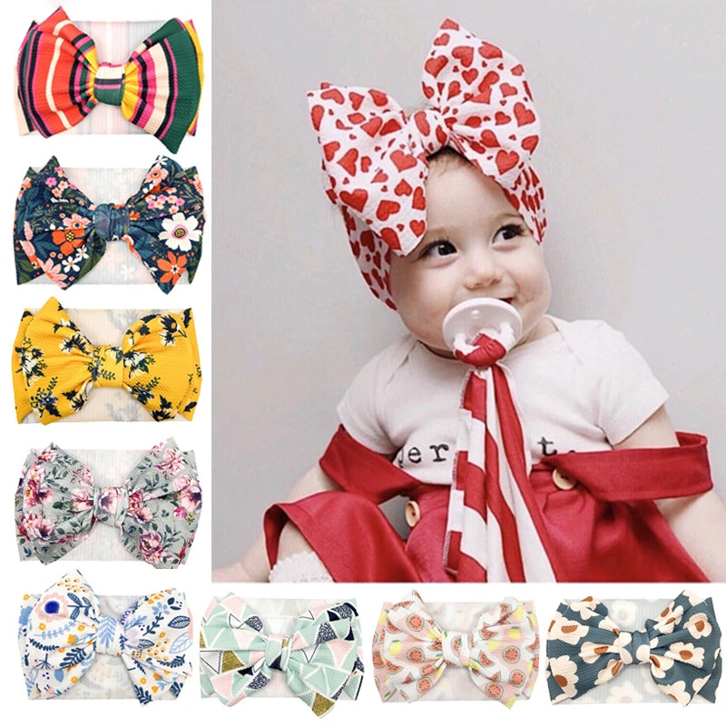 Baby Girls Headband Big Bow Tie Hair Band Kids Adjustable Head Wrap Bebe Turban Infant Hair