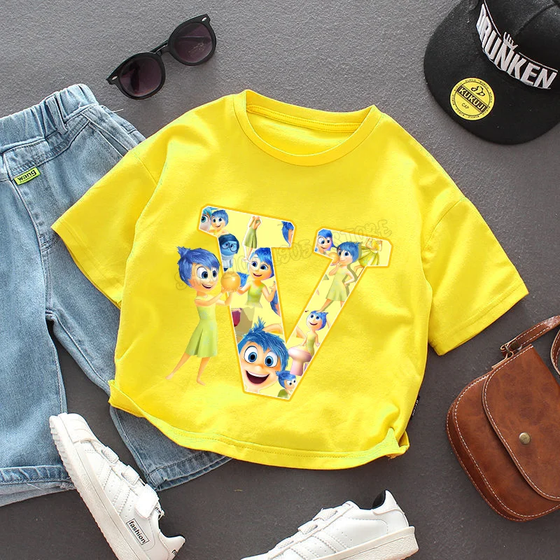 thumbnail image 1 of Camiseta con letras "Inside Out" para niños, playera con combinación de nombre, ropa informal Kawaii para niños, Tops Harajuku para niñas, regalo, 1 of 5