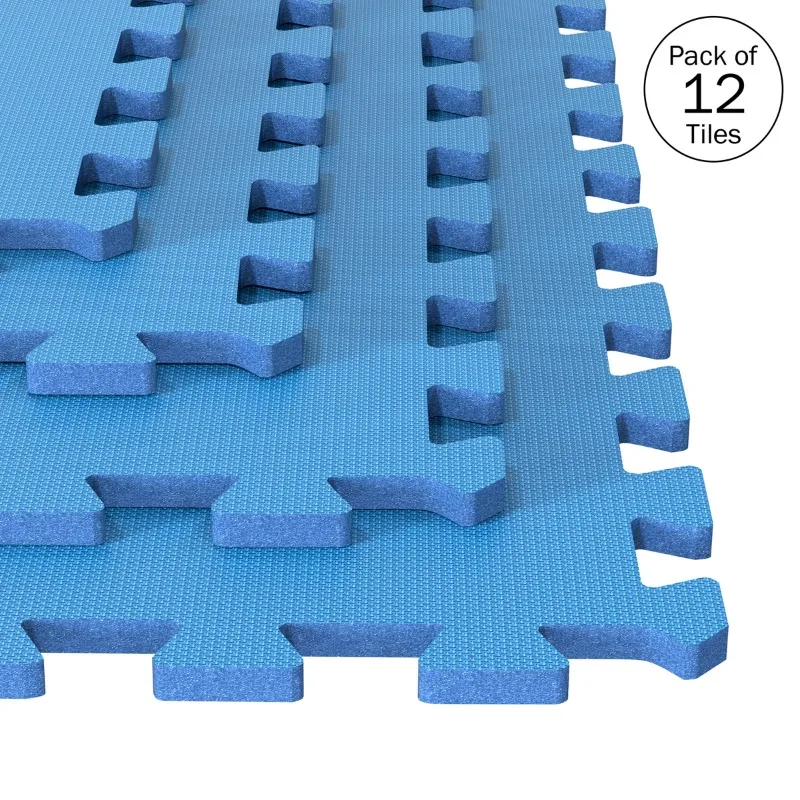 

Набор блоков для йоги из 12 напольных плиток из вспененного этилвинилацетата для домашнего спортзала и игровых залов, синего цвета,