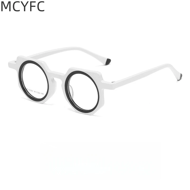 

MCYFC Round Irregular Eyeglasses for Women Fashion Acetate Hand Made Glasses Frames Men Flower Inspiration Design Glasses Frame