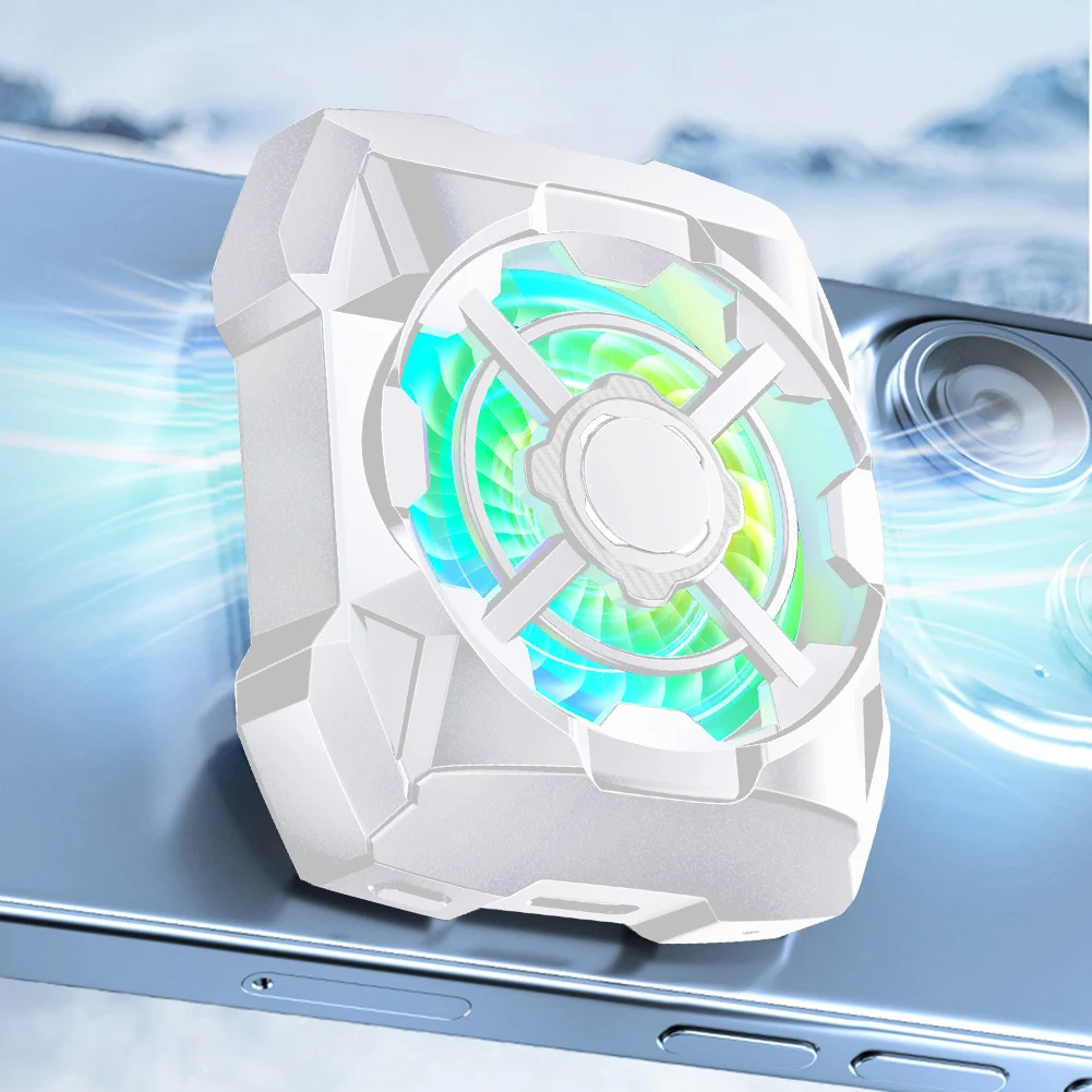 Rechargeable Wireless Phone Cooling Fan with Adjustable Speeds and Blue Light