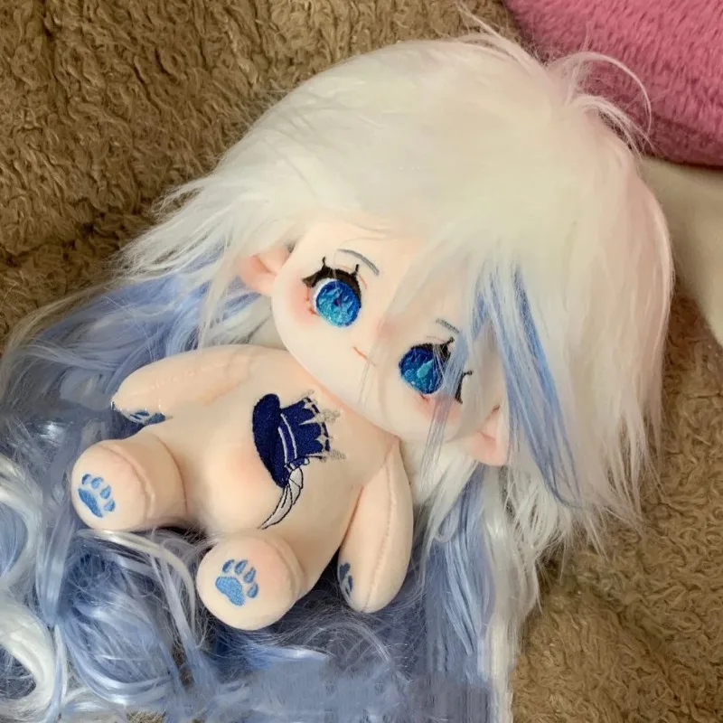 

20CM Game Anime Genshin Impact Cosplay Focalors Furina Adorable High Temperature Silk Hair Plush Doll Skeleton Christmas Gift