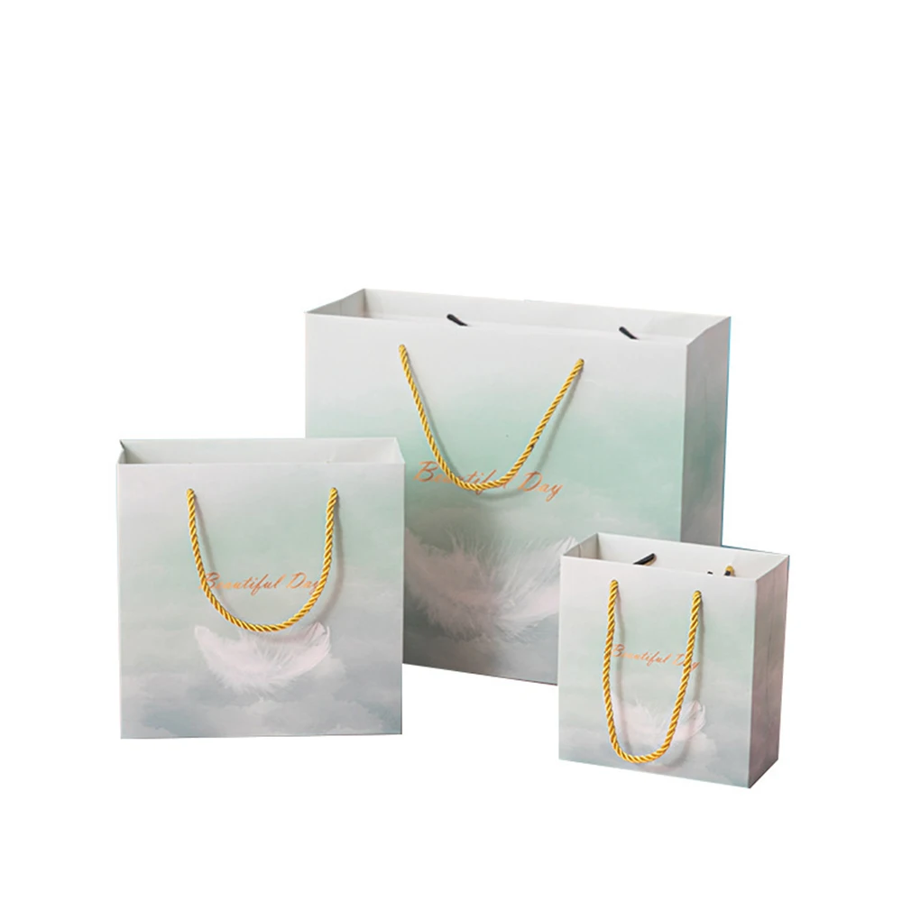 10Pcs Jewelry Handle Bag with Butterfly Shopping Merchandise Gift Case for White Card Business Clothing Christmas Valentines Day