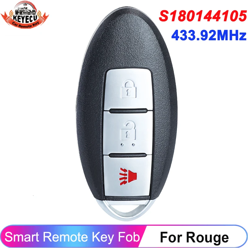 

KEYECU S180144105 For Nissan Rogue 2014 2015 2016 2017 2018 FCC: KR5S180144106 433.92MHz 4A Chip Remote Smart Key Fob 3 Buttons