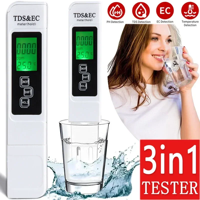 Digital Water Quality Tester TDS EC Meter Water Purity Hydroponics Quality Test Pen Conductivity Test Pen water quality test kit,water electrolysis meter
