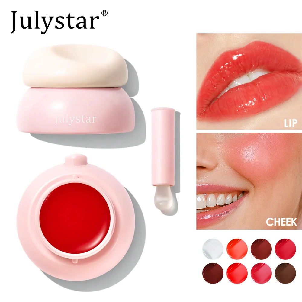 8 kleuren potglans hydraterende spiegelglas Li Glaze Listick hydraterende gel in blik Lis Cheek Blush crème tint_voghion.com
