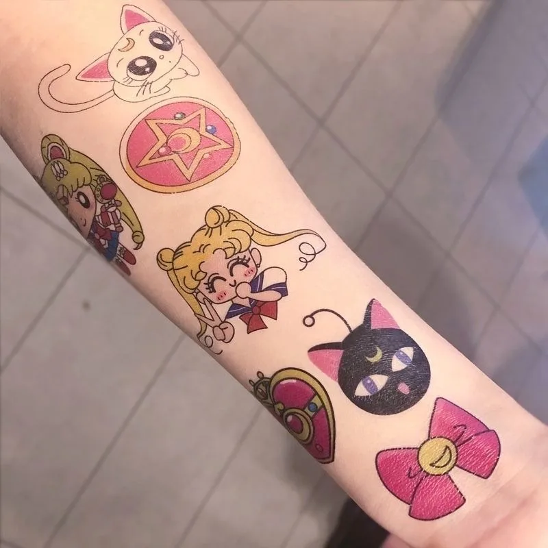 2024 Sailor Moon Bambini Tattoo Sticker Cute Cartoon Tattoo Stickers Tatuaggi Temporanei Impermeabile The Tattoo Art Concealer Gift