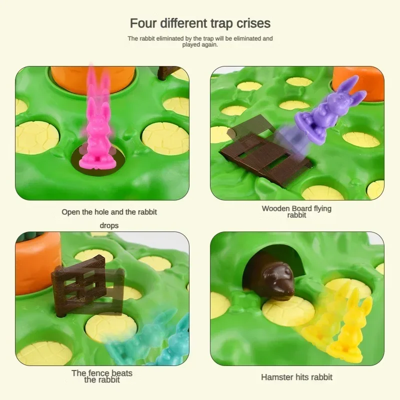 Board Game 9Pcs New Rabbit Trap Puzzle Toy Children's Dual Play Multiplayer Board Game Competition Parent Child Interactive Strategy Game