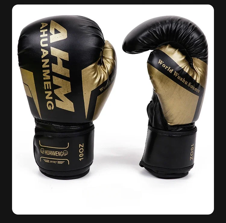Luvas de boxe douradas, luvas de couro pu para homens, saco de areia, muay thai, combate, adulto, muay thai, luva de competição 18 S65be808b52d546749eda9fb7ca980fe7m