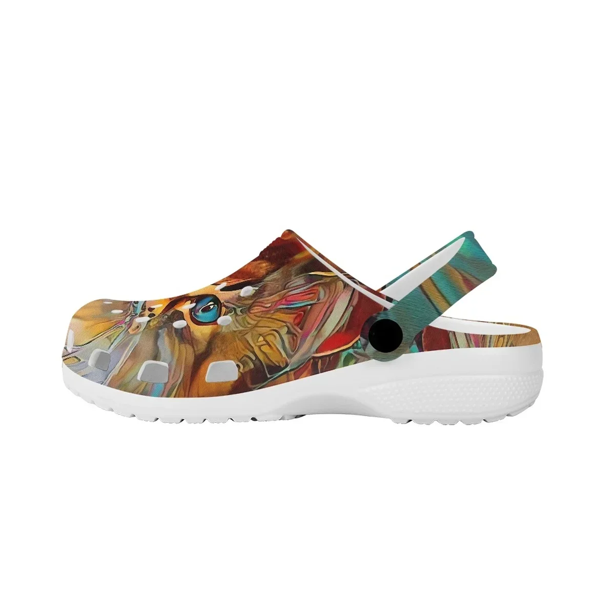 Non-Slip Summer Indoor Hole Slippers Oil Painting Cat Design Unisex Lightweight Sandals Outdoor Slip Beach Flat Clogs Zapatos