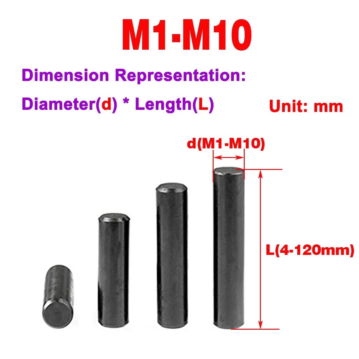 

Black 304 Stainless Steel Solid Pin / Cylindrical Pin / Locating Pin / Fixing Pin M1-M10