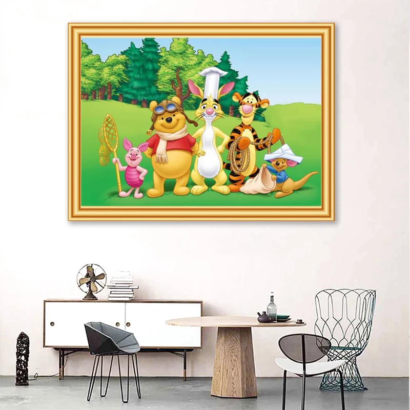 Disney Art 5D Diy Diamond Painting Cartoon winnie the pooh Diamond  Pictures Cross Stitch 3D Rhinestone Embroidery Decor A30822 - AliExpress