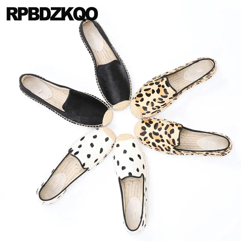 

2023 Slip On Flat Espadrilles Platform Metallic Big Large Size 40 41 42 Leopard Print Horsehair Hemp Designer Shoes Women Luxury