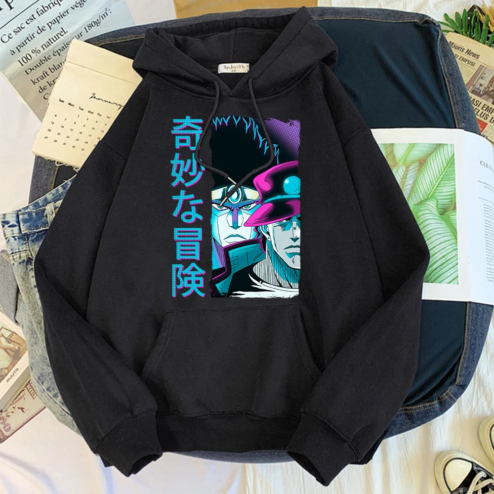 

Толстовка мужская с капюшоном, аниме невероятные приключения Джоджо, Повседневная Уличная одежда в стиле Харадзюку, Свободный теплый свитшот, уличная одежда, весна/осень