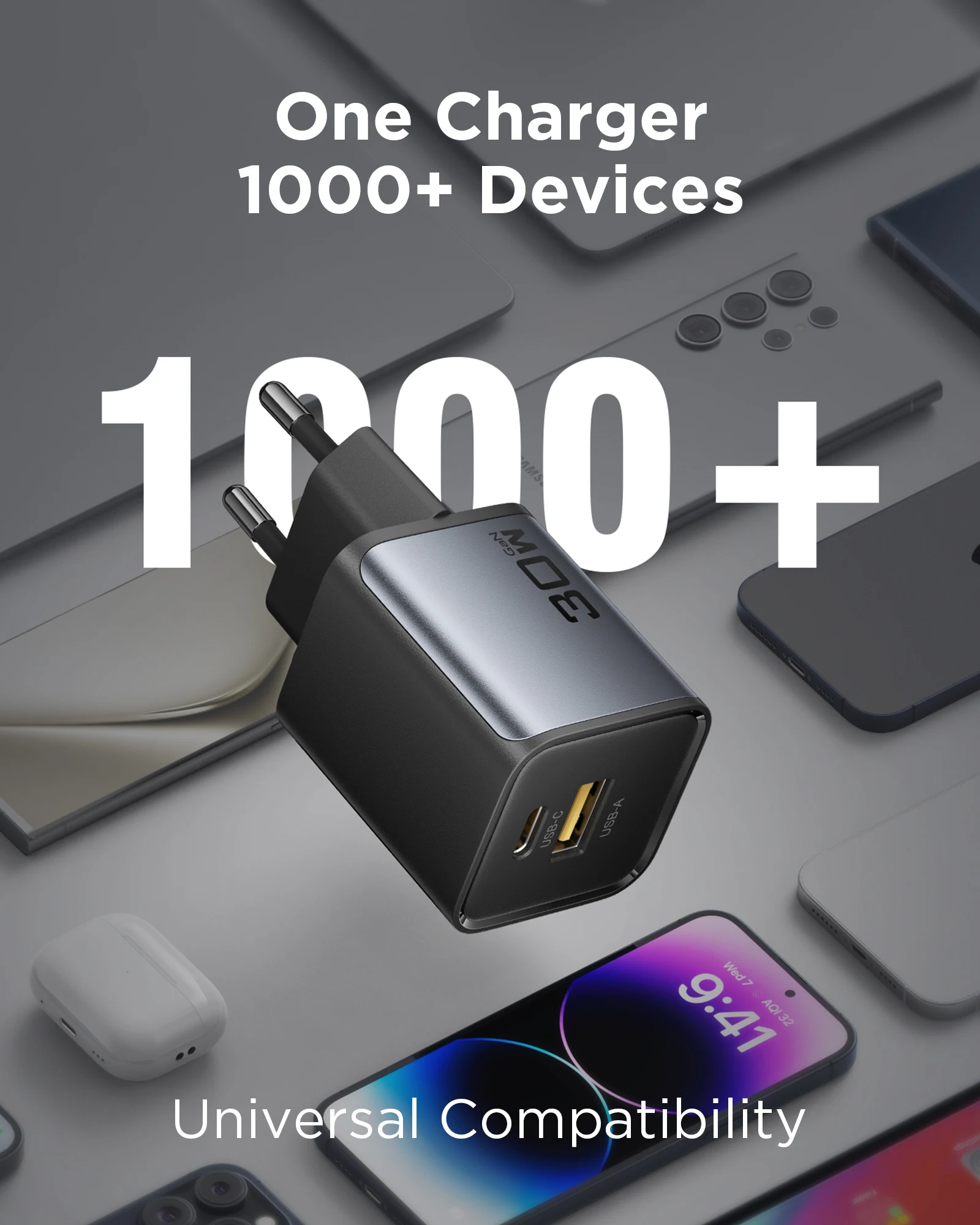 PISEN Charger Dual-Port 30W Fast Charging