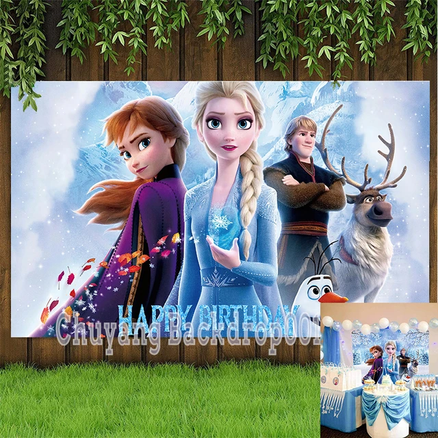 Fondos de Frozen de Disney para niños y niñas, decoración de cumpleaños de  princesa Anna y Elsa, tela de vinilo, suministros para Baby Shower, regalos  - AliExpress